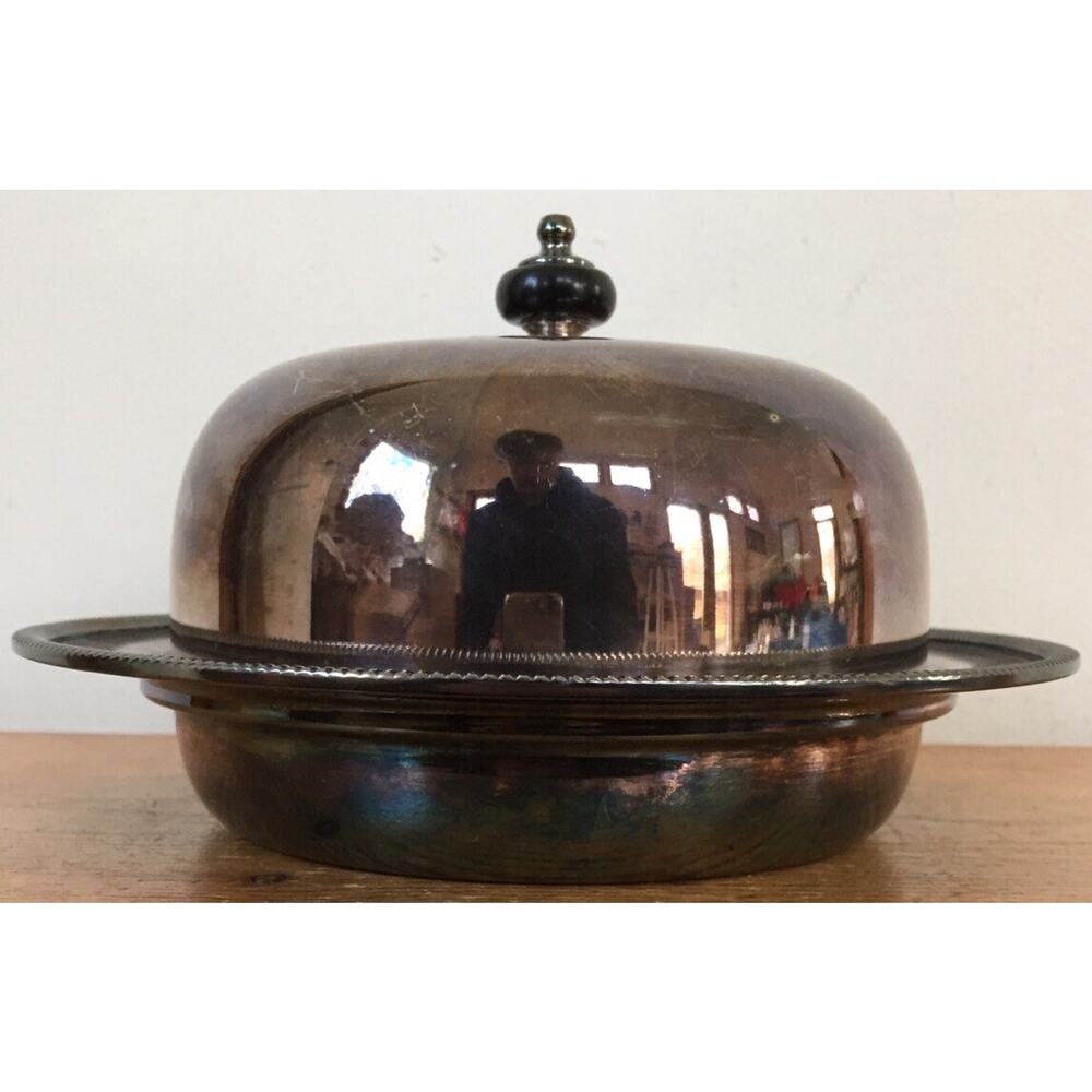 Vtg Antique Victorian Silverplate Fancy Candy Snack Nut Serving Bowl w Lid 8"